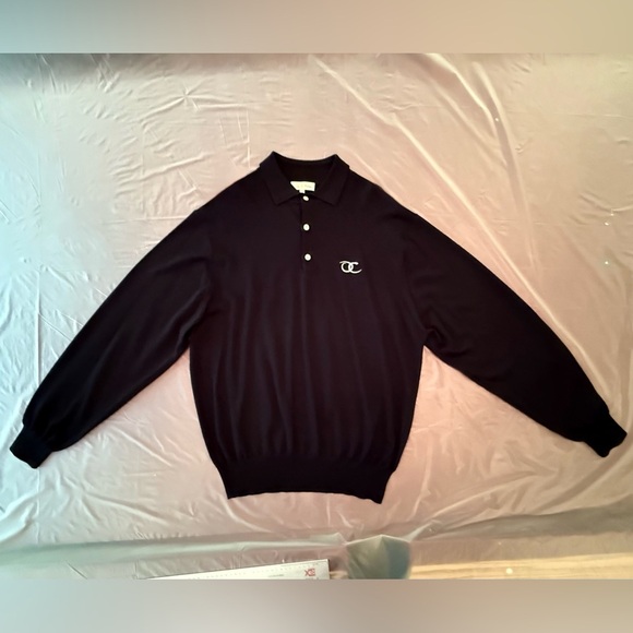 Peter Millar Black V-Neck Long Sleeve Polo Golf Sweater Size Large MSRP $295 - Picture 3 of 8